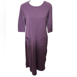 Hanna Andersson Women’s XS Midi Dress Purple Pockets Heavy Duty Cotton Blend USA